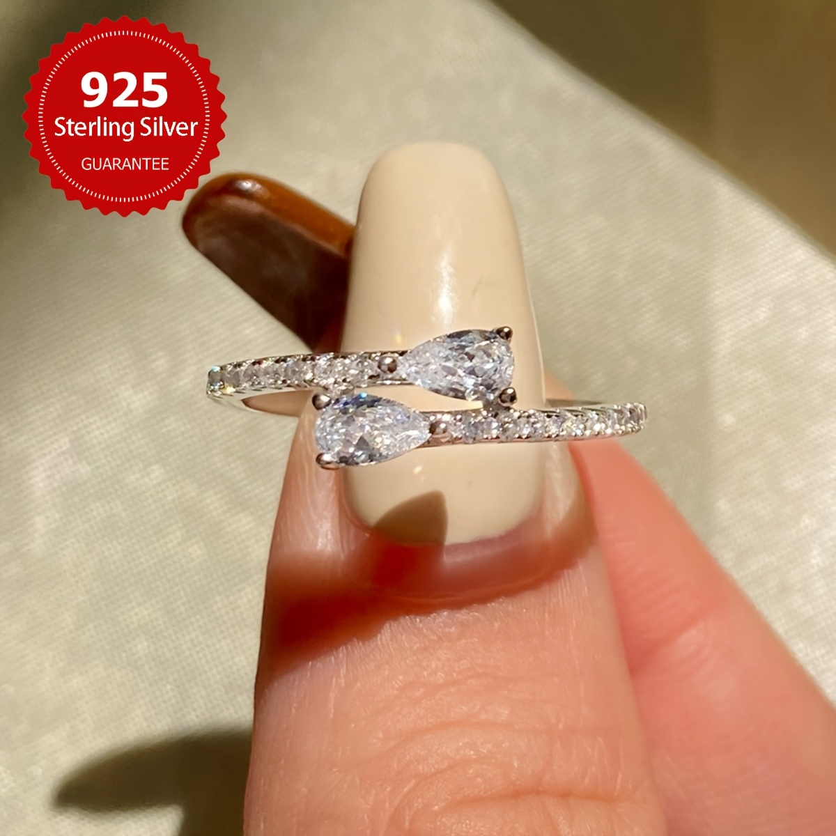 5A Zirconia Women's Ring s925 Pure Silver Wedding Ring